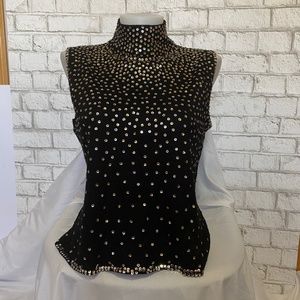 Spanner Black Shortsleeved Glittery Turtleneck Sweater Size Medium